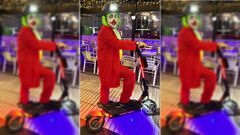 En el pasado Entroido, Delgado distribuy� los pedidos por Ordes en el patinete ahora sustra�do con un disfraz de j�ker