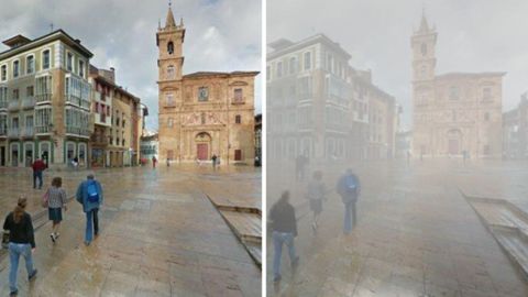 La plaza del Ayuntamiento de Oviedo, con el algoritmo de la nube de contaminaci�n