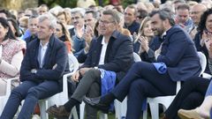 Alfonso Rueda, Alberto N��ez Feijoo y Diego Calvo, en un pasado mitin en Ferrol.