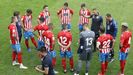 Juanfran dando una charla a sus jugadores antes del partido contra el Mallorca del pasado s�bado