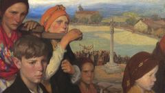Procesin en Sergude. 1936. leo sobre lienzo. 71 x 92. Coleccin particular Jos Barros.  El autor o sus herederos.