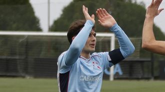 El canterano del Celta Xandre Fraga, en un partido del Juvenil A esta pasada temporada.