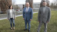 Antonio L�pez, en el centro, volver� a ser rector de la USC con Elvira L�pez como directora del Campus Terra y Francisco  Fraga L�p�z, vicerrector del Campus de Lugo