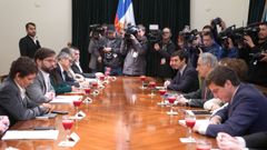 Boric, durante la reuni�n con la directiva de Chile Vamos