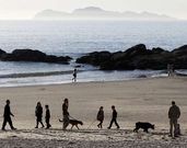 Las agradables temperaturas (de casi 18� ayer en Vigo) animaron a visitar playas como la de Samil.