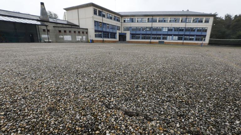 <span lang= gl >En imaxe de arquivo, patio do CEIP Pluriling�e de Covas, en Viveiro</span>