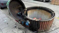 El incendio en el contenedor de la calle Bellavista se inici poco antes de las seis de la maana