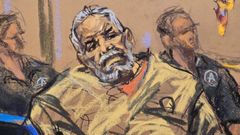 Retrato del narcotraficante Ismael Zambada durante el juicio