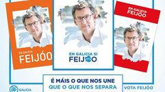 Feijoo estrena hoy, �ltimo d�a de campa�a, folletos y carteles, como el de la izquierda, dirigido a votantes de Ciudadanos y el e la derecha, a los del PSOE.