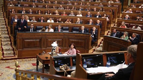 Pedro S�nchez interviene durante la sesi�n plenaria de este mi�rcoles en el Congreso.