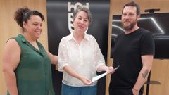 Erica Iglesias, Eva Vilaverde y Alberto Pires, este mircoles en el Concello de Pontevedra duranta la presentacin del Memorial Ricardo Portela