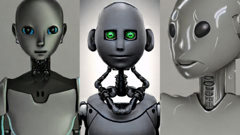 Tres imgenes de robots creadas por la IA de Stable Diffusion a partir de descripciones de texto