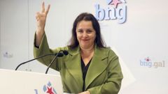 La eurodiputada del BNG, Ana Miranda, en una rueda de prensa este viernes sobre su deportaci�n.