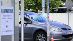 La zona covidauto del hospital de Lugo, a las puertas de la entrada principal del centro