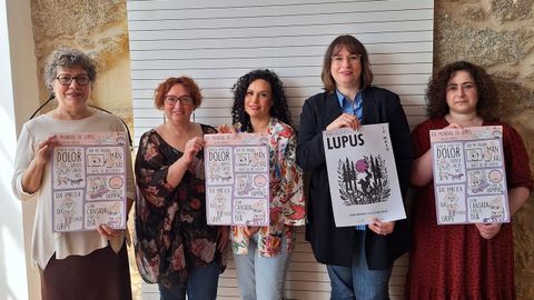Los carteles del d�a del lupus presentados en el Colegio de Farmac�uticos de A Coru�a reproducen a trav�s de vi�etas algunos de los signos de la enfermedad, como el dolor de las articulaciones o el cansancio 