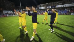 Los jugadores del Deportivo, tras el triunfo frente al Teruel