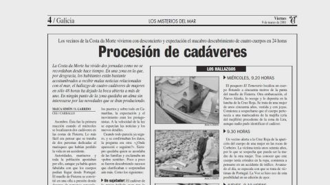 P�gina de La Voz en la que se narra el desconcierto vivido en la Costa da Morte