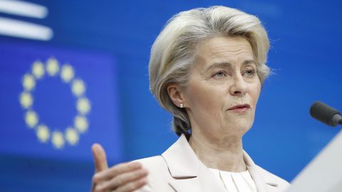 La presidenta de la Comisin Europea, Ursula von der Leyen, durante su comparecencia en Bruselas