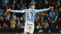 Iago Aspas, reclamando una acci�n al �rbitro en el Celta-Espanyol.