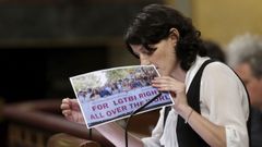 La diputada de En Com� Podem Mar�a del Mar Garc�a Puig durante su intervenci�n en el pleno