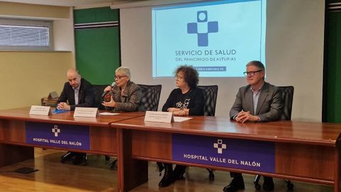El viceconsejero de Pol�tica Sanitaria, Pablo Garc�a; la consejera de Salud, Concepci�n Saavedra; la consejera de Derechos Sociales, Marta del Arco; y el director general de Promoci�n de la Autonom�a Personal y Mayores. Enrique Rodr�guez Nu�o.