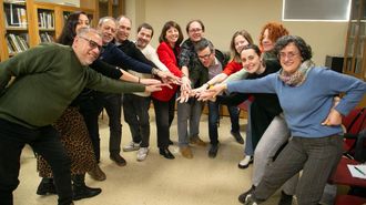 Coordinadores dos grupos, reunidos na Biblioteca Provincial