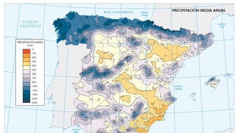 La diferencia de lluvia entre el norte y el sur de Espaa