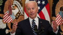 Biden, durante la primera rueda de prensa de su presidencia