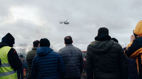 El helic�ptero de la Guardia Civil sobrevuela la protesta