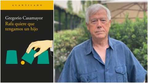 A la derecha, el escritor manchego afincado en Barcelona Gregorio Casamayor. A la izquierda, portada de su libro.