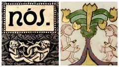 Composici�n con una de las ilustraciones de la revista �N�s� y otra de la Biblia Kennicott