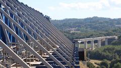 Obras de un viaducto de la autov�a en Pambre, Palas de Rei