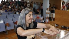 Victoria Portas, concejala de Alternativa dos Vecios de Cangas, en el pleno de investidura