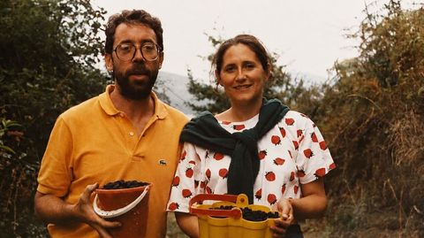 Carlos Puga y Merche, en el San Xo�n del 91