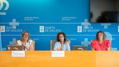 De izquierda a derecha, la directora del Centro gallego para el Control y Prevenci�n de enfermedades, Marta Pi�eiro; la directora xeral de Sa�de P�blica, Carmen Dur�n, y la epidemi�loga Mar�a Otero, durante la comparecencia para informar sobre el episodio de hantavirus en Galicia.