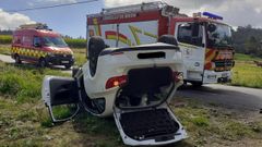 El veh�culo qued� volcado tras salirse de la carretera