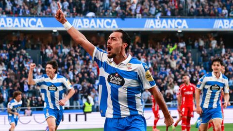 Gi&agrave;como Quagliata, celebrando su gol al C&oacute;rdoba en la segunda vuelta de esta temporada.