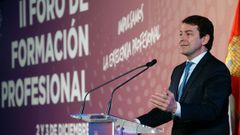 El presidente de la Junta de Castilla y Le�n, Alfonso Fern�ndez Ma�ueco, este viernes, en la clausura del Foro de Formaci�n Profesional. 