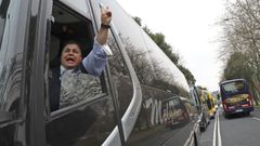 Imagen de la protesta de los autobuses de la asociaci�n Galibus
