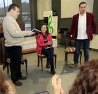 La autora en el acto ayer. 