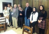 Directivos y homenajeados durante la reuni�n celebrada en Lal�n.