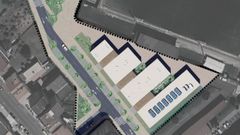 Croquis del futuro centro de salud de Cedeira, el �rea de aparcamiento y la calle que se abrir�