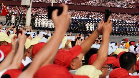 Desfile militar con motivo de la celebraci�n de la victoria de China contra Jap�n en 1945