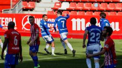 Johannesson celebra su gol ante el Sporting en el ltimo derbi asturiano en El Molinn