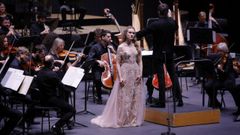 La OSG, en plena interpretación en un reciente concierto con la soprano Nikola Hillebrand.