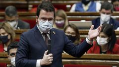 El presidente de la Generalitat, Pere Aragon�s, este mi�rcoles durante la sesi�n de control al Gobierno catal�n en el Parlamento auton�mico 