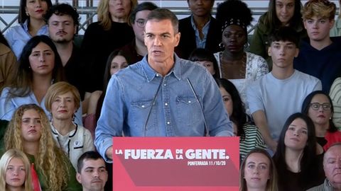 El presidente del Gobierno, Pedro S�nchez, durante un mitin en Ponferrada. (Le�n) 