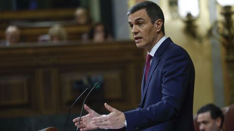 Pedro Snchez durante su intervencin en el Congreso.