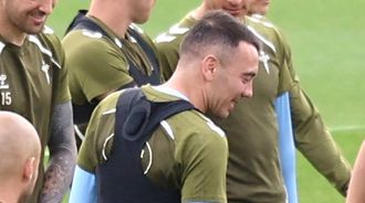 Iago Aspas, en un entrenamiento con el Celta.
