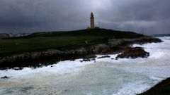 Temporal en la zona de la torre de H�rcules en una imagen de archivo. 
